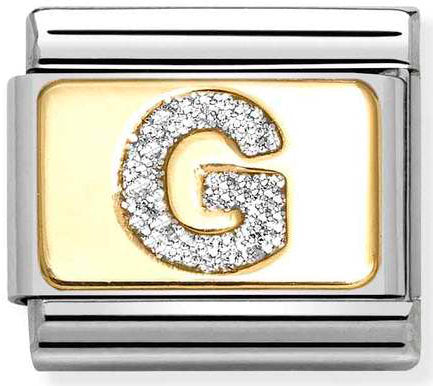 Nomination, Composable Classic GLITTER LETTER steel, enamel and 18k gold (07_G)