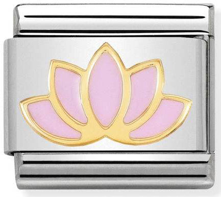 Nomination, Emaye ve 18K altın (17_lotus çiçeği) ile paslanmaz Çelik COMPOSABLE klasik natura