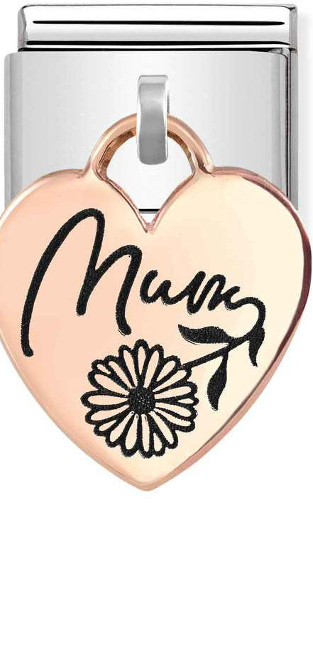 Nomination, COMPOSABLE Klasik Takılar Oyulmuş Plakalar (IC) Çelik ve 375 Altın (03_HEART MUM)