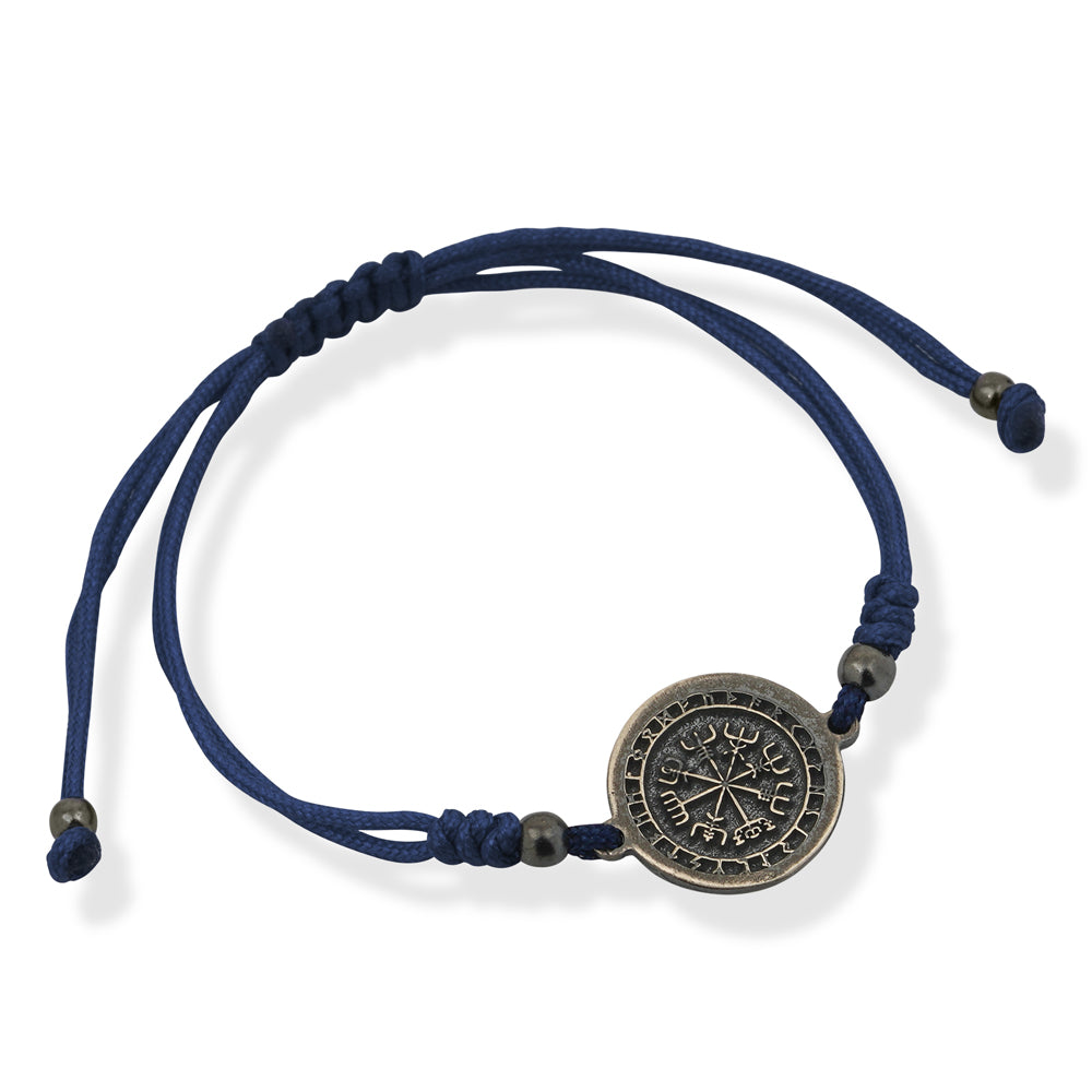 Gümüş Vegvisir Lacivert Makrome Bileklik
