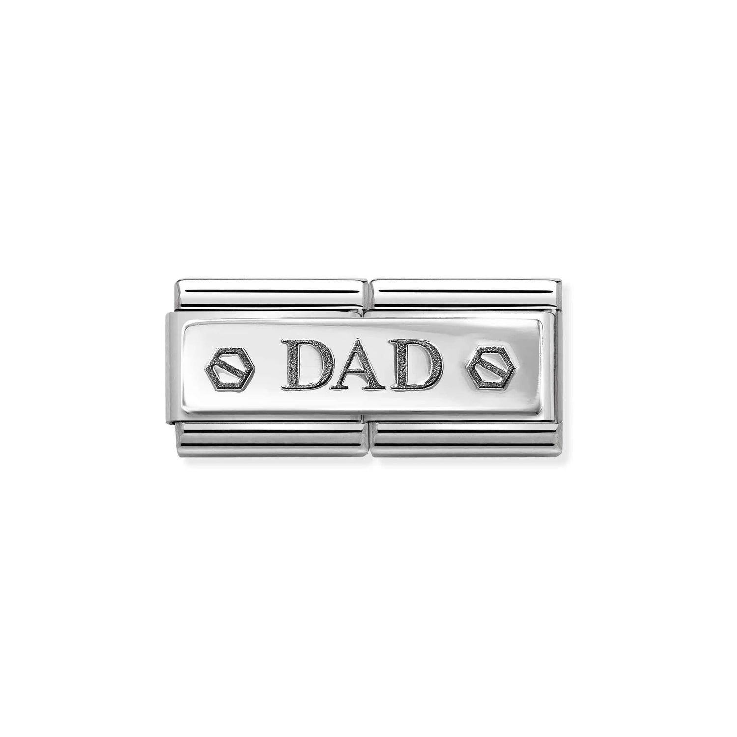 Nomination, Composable Classic DOUBLE ENGRAVED steel and 925 sterling silver CUSTOM (48_Dad with hex screws)