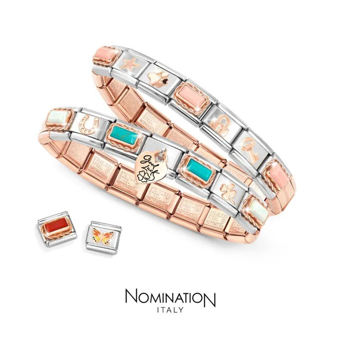 Nomination, Composable DOUBLE Classic SYMBOLS steel, enamel and 375 gold (02_Glitter heart)