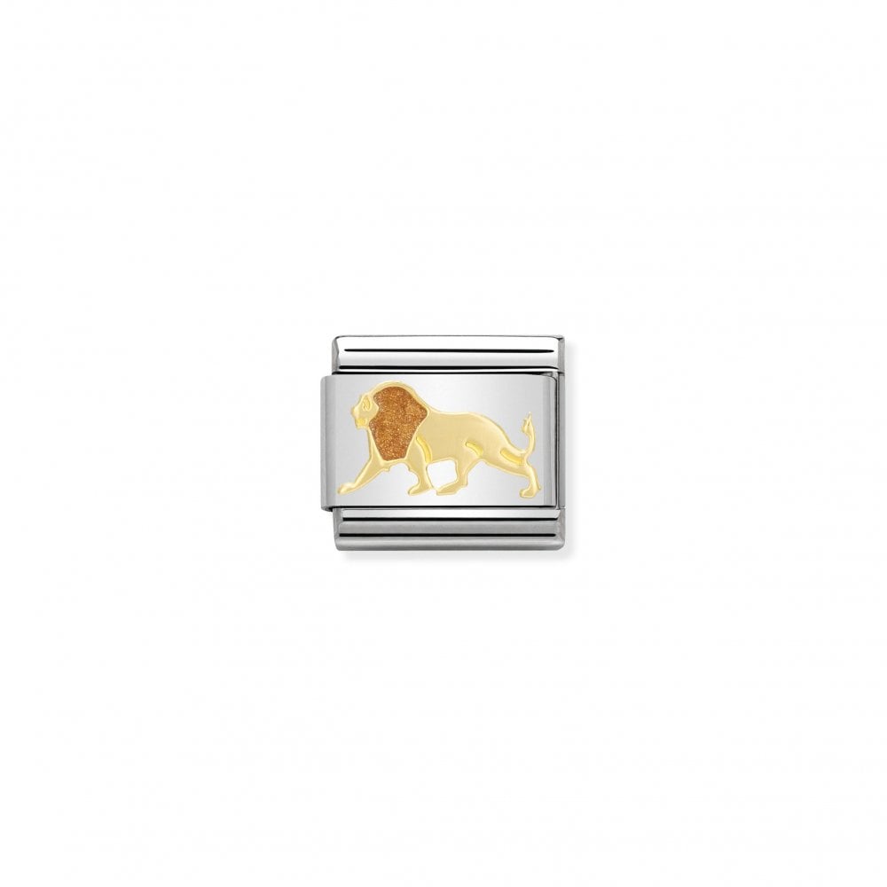 Nomination Italy, Composable Classic Dekoratif Link - Aslan (Yellow Gold & Enamel Lion) 18K Altın