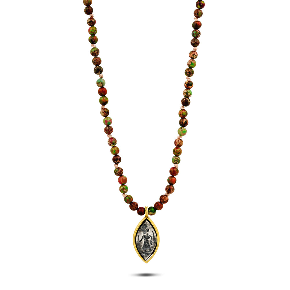 Yeşil İmparator Taş Mitolojik Savaşcı Kolye